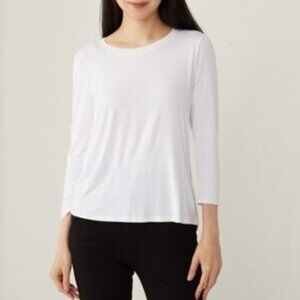 New Terrera White Emmy 3/4 Sleeve Bamboo Top Size Medium bin 1G
